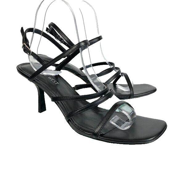 Nine West Niva Slingback Sandals Womens Snake Print Heels Square Toe - Picture 1 of 5